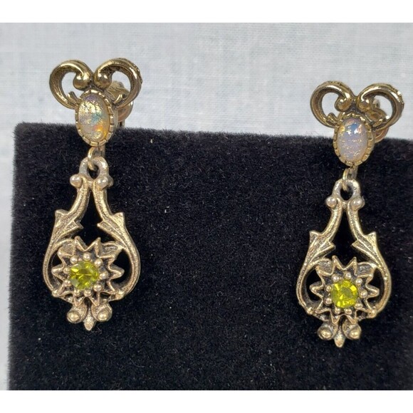 Vintage 1970's Sarah Conventry Contessa Faux Fire Opal Bracelet Brooch Clips Set - Picture 12 of 16